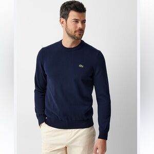 Lacoste Unisex Preppy Navy Blue Regular Fit Crewneck Light Knit Sweater Medium